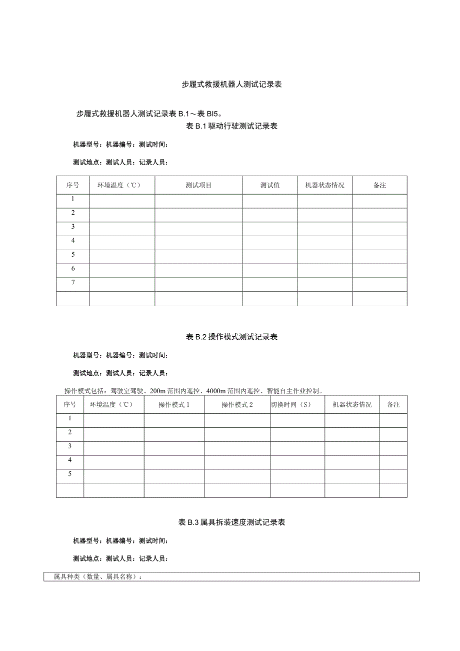 步履式救援机器人测试记录表.docx_第1页