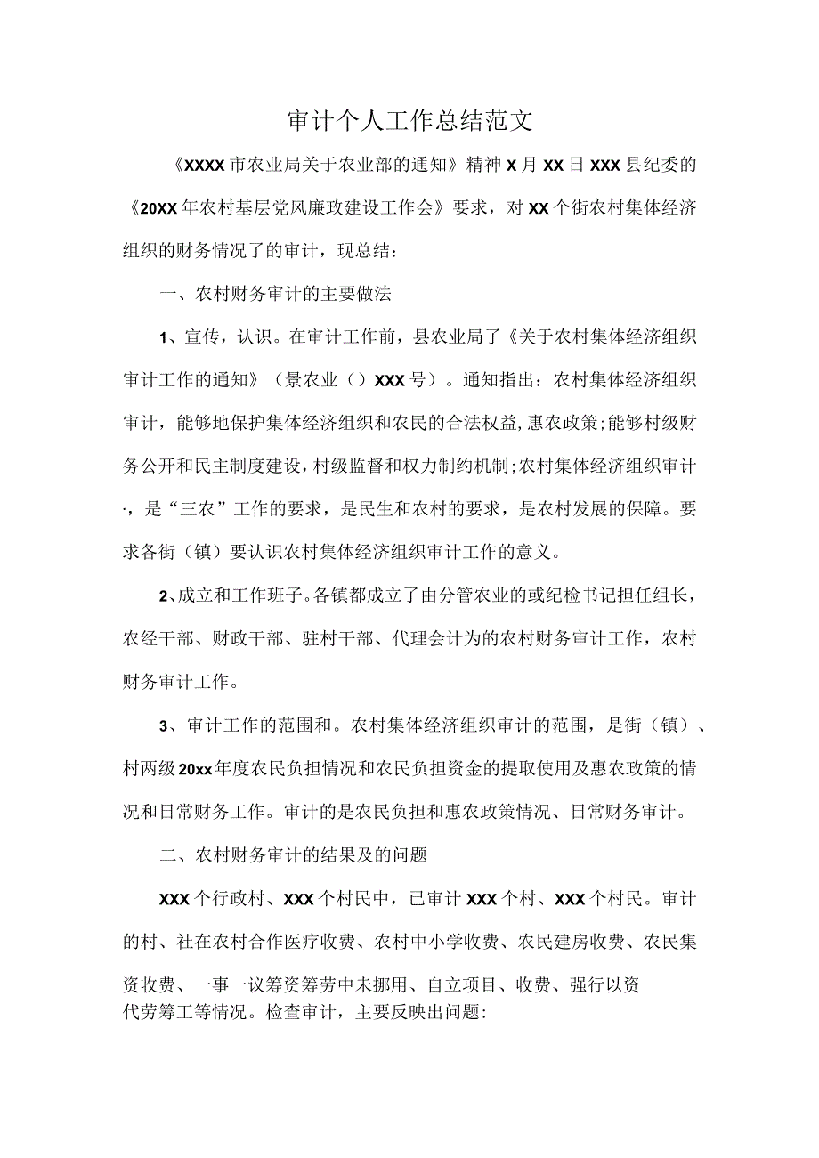 审计个人工作总结范文.docx_第1页