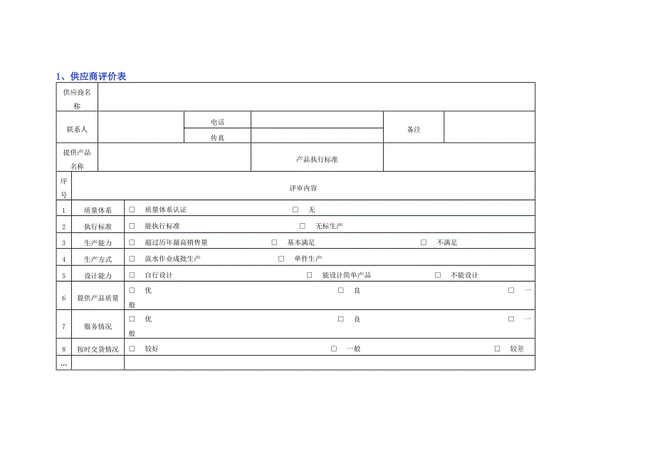 供应商管理常用表格模版.docx_第1页