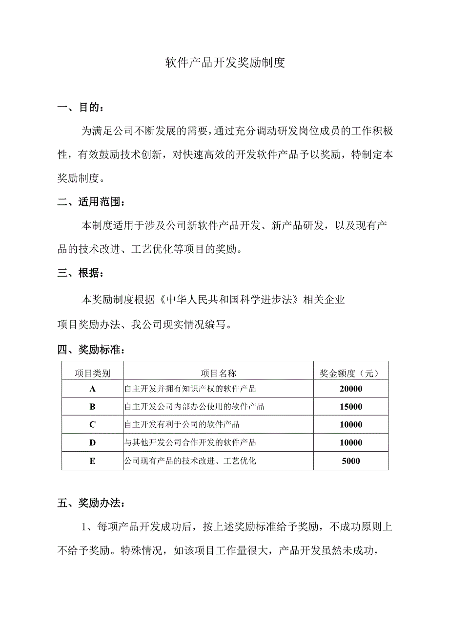 软件产品开发奖励制度.docx_第1页