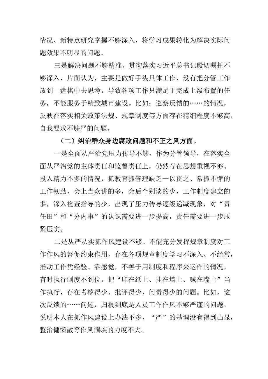 市委巡察整改专题民主生活会个人发言提纲.docx_第2页