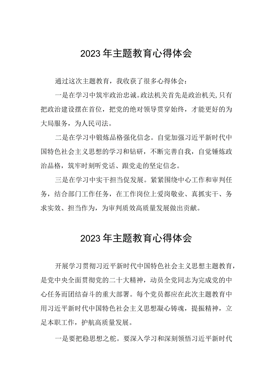 司法干部关于主题教育心得体会简短发言(五篇).docx_第1页