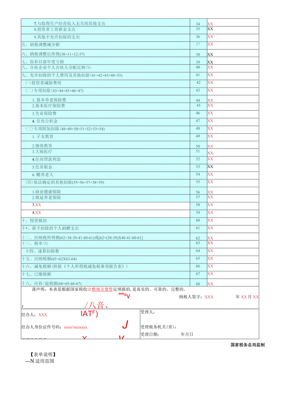 A06870《个人所得税经营所得纳税申报表（B表）》（填写样例）.docx_第2页