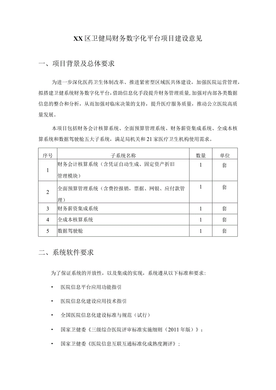 XX区卫健局财务数字化平台项目建设意见.docx_第1页