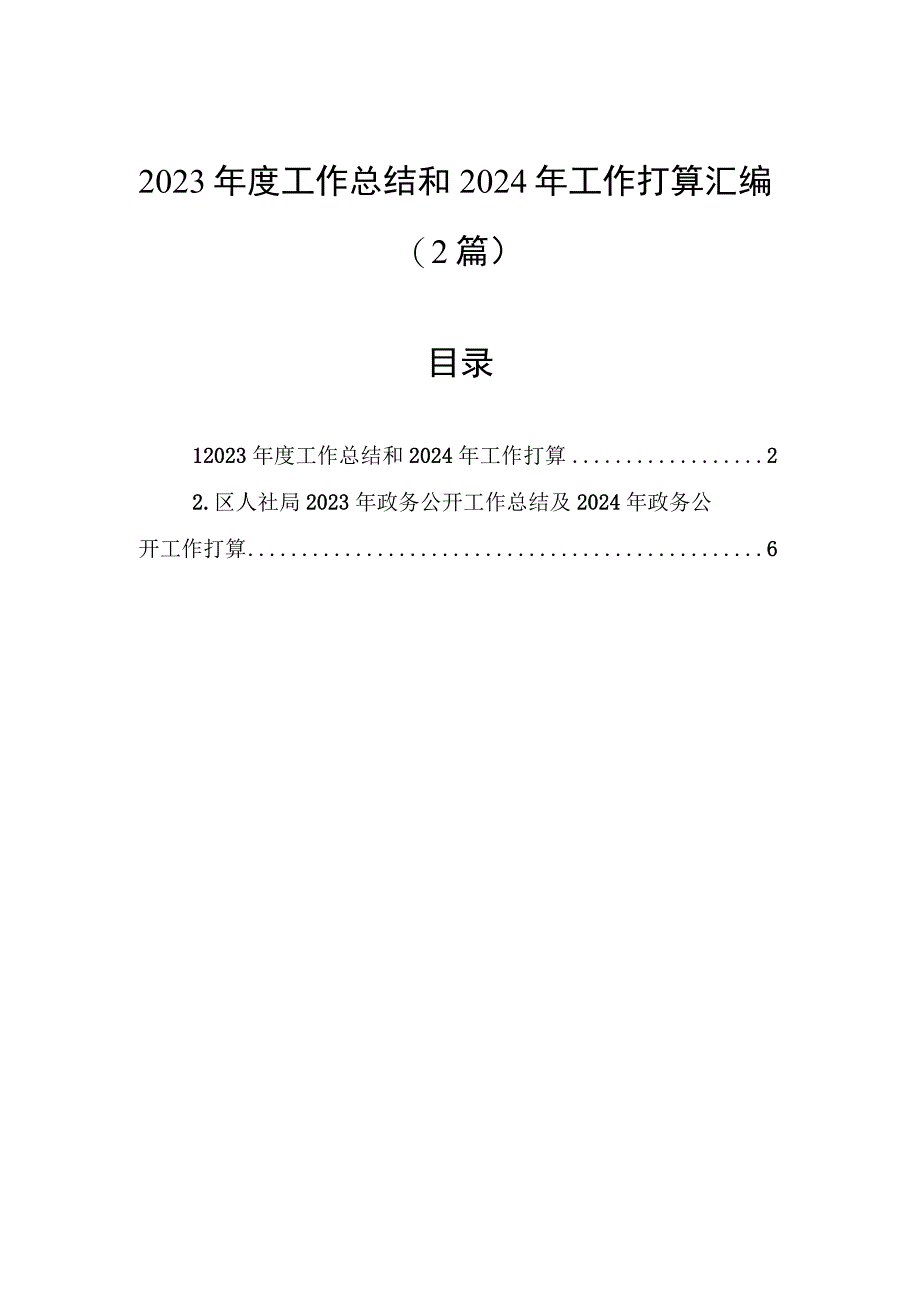 2023年度工作总结和2024年工作打算汇编（2篇）.docx_第1页