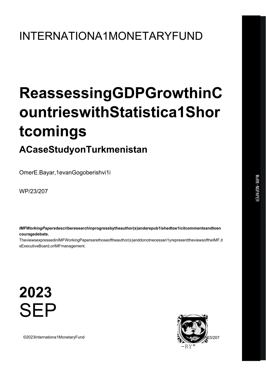 IMF-重新评估统计缺陷国家的GDP增长——以土库曼斯坦为例（英）-2023.10_市场营销策划_重.docx_第1页