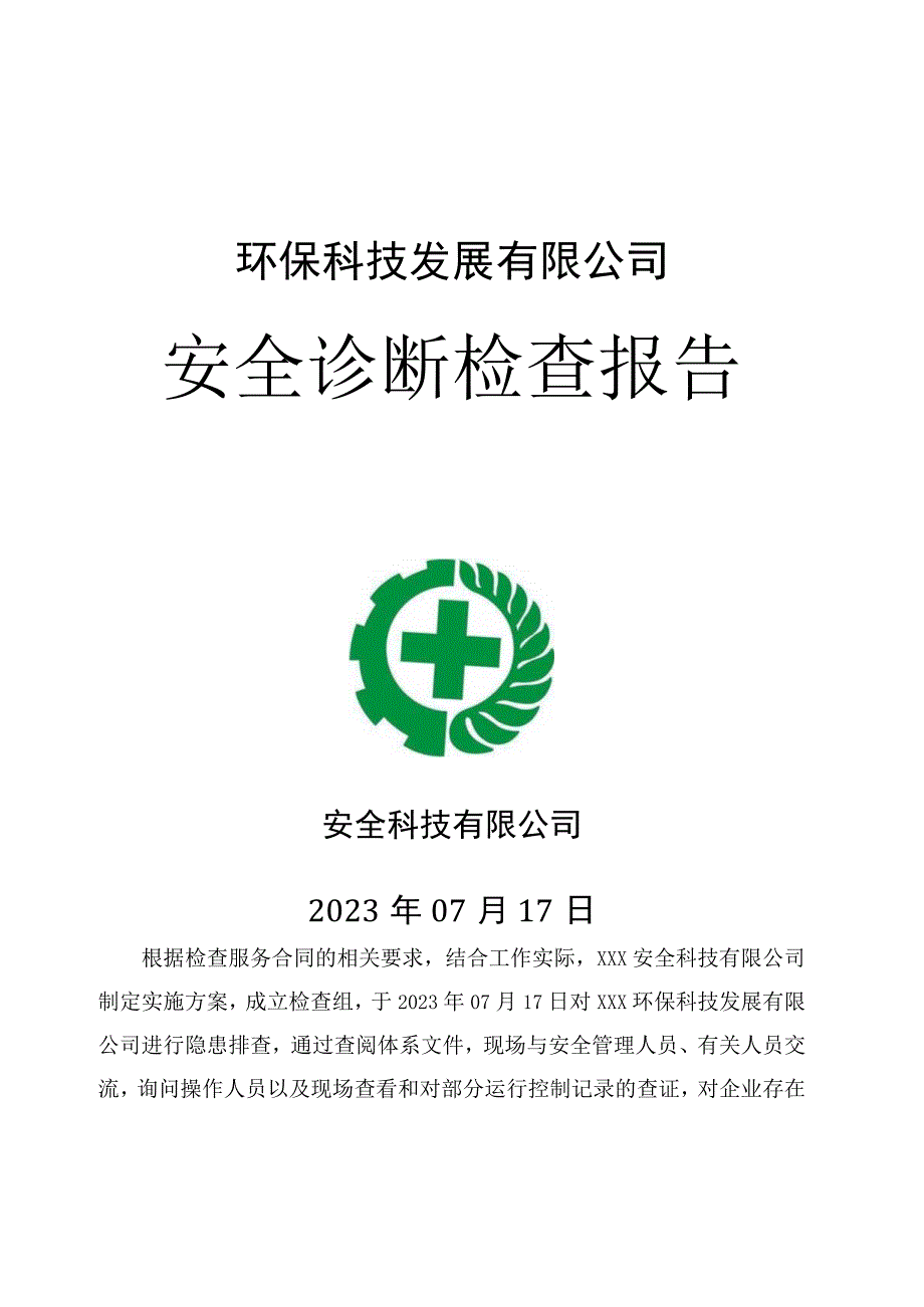 2023年有限公司隐患排查报告.docx_第1页