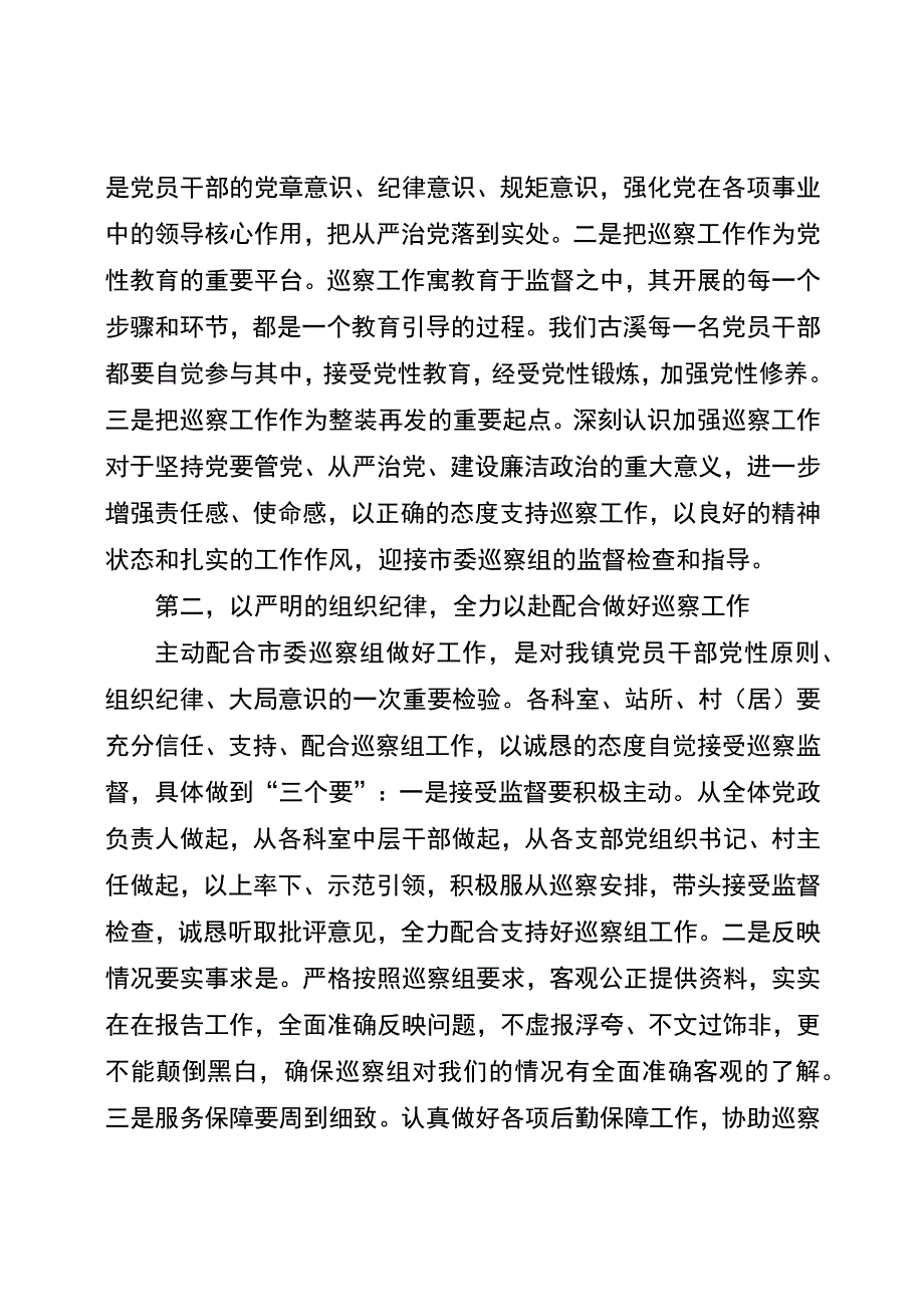 乡镇在巡察工作动员会表态发言（最新分享）.docx_第2页