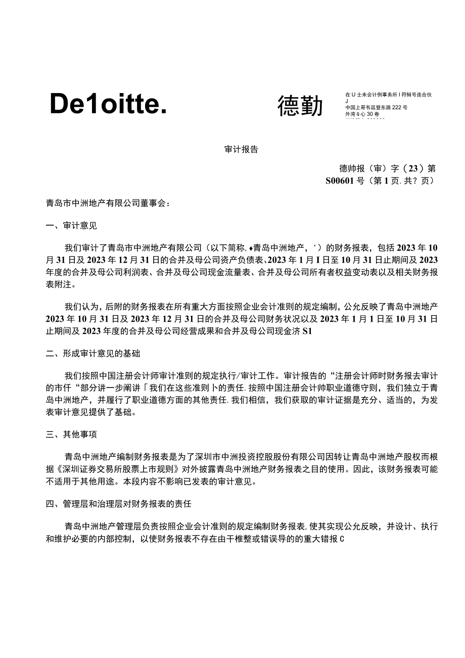 中洲控股：青岛市中洲地产有限公司审计报告(1).docx_第3页