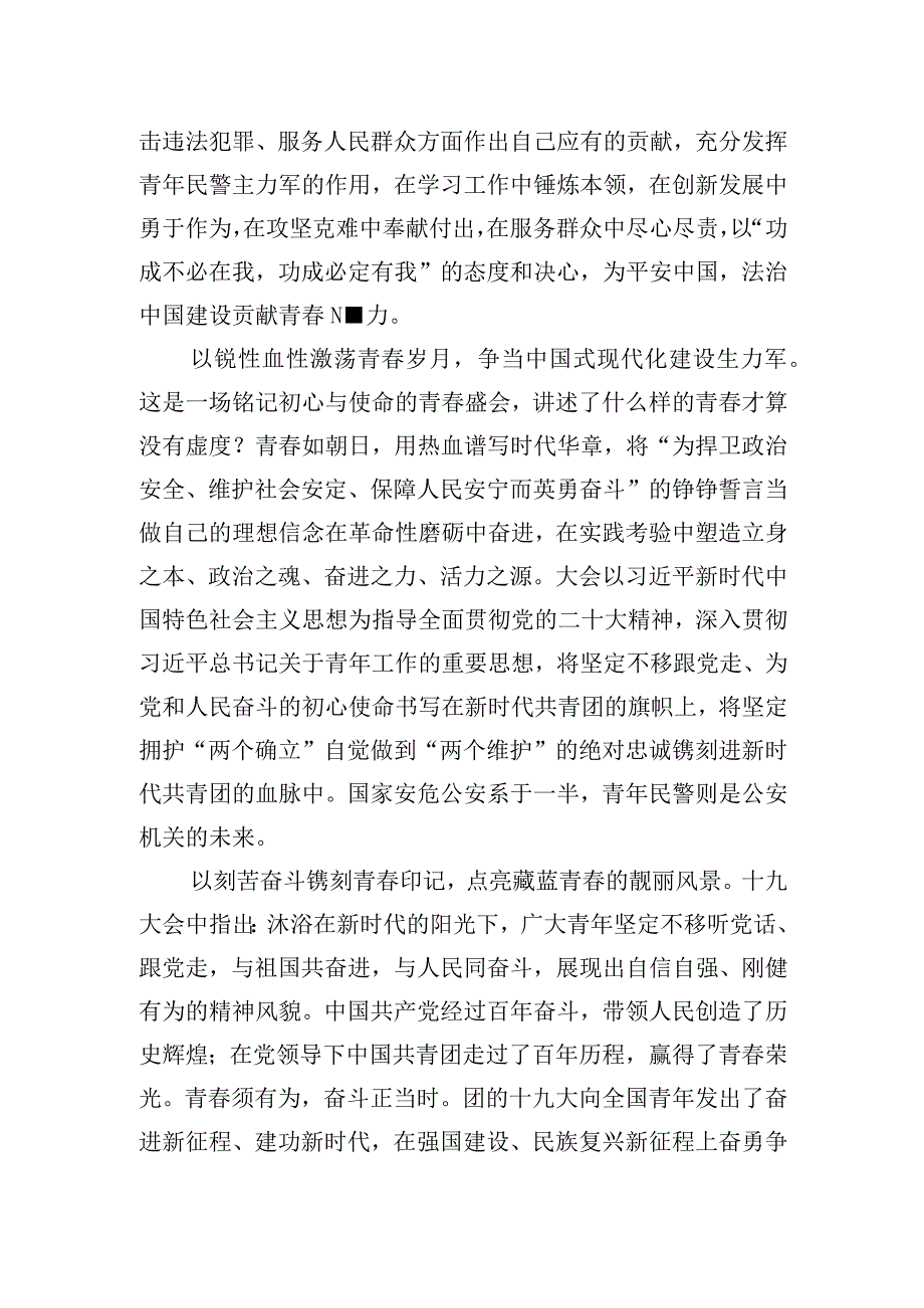 公安基层团干部学习共青团十九大精神心得体会（笔尖耕耘）.docx_第2页