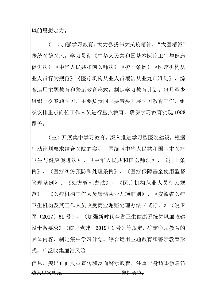 医院医疗机构廉洁从业行动计划实施方案（2023-2024年）.docx_第3页