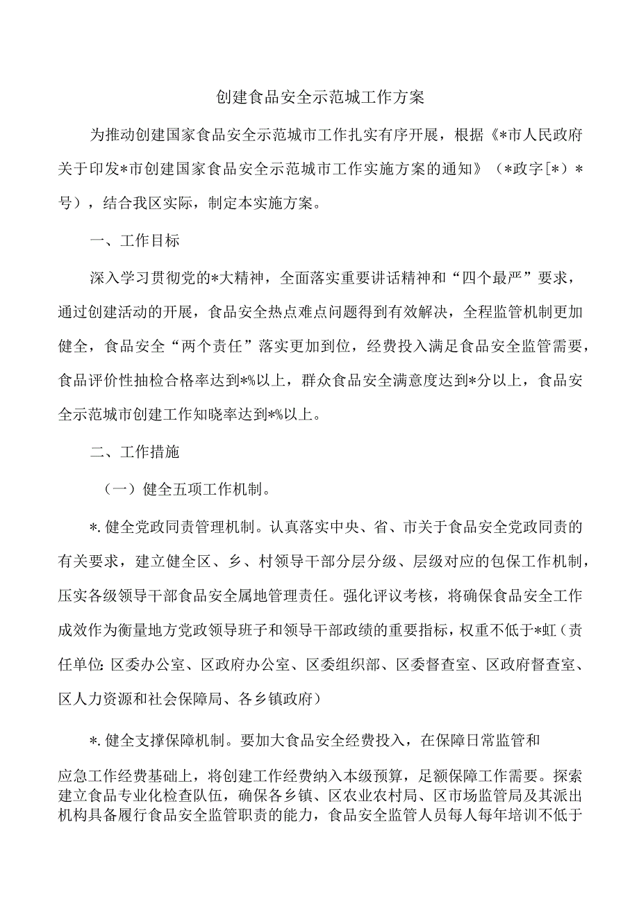 创建食品安全示范城工作方案.docx_第1页