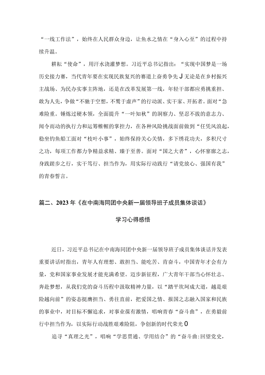 学习遵循同团中央新一届领导班子成员集体谈话时重要讲话心得体会13篇供参考.docx_第2页