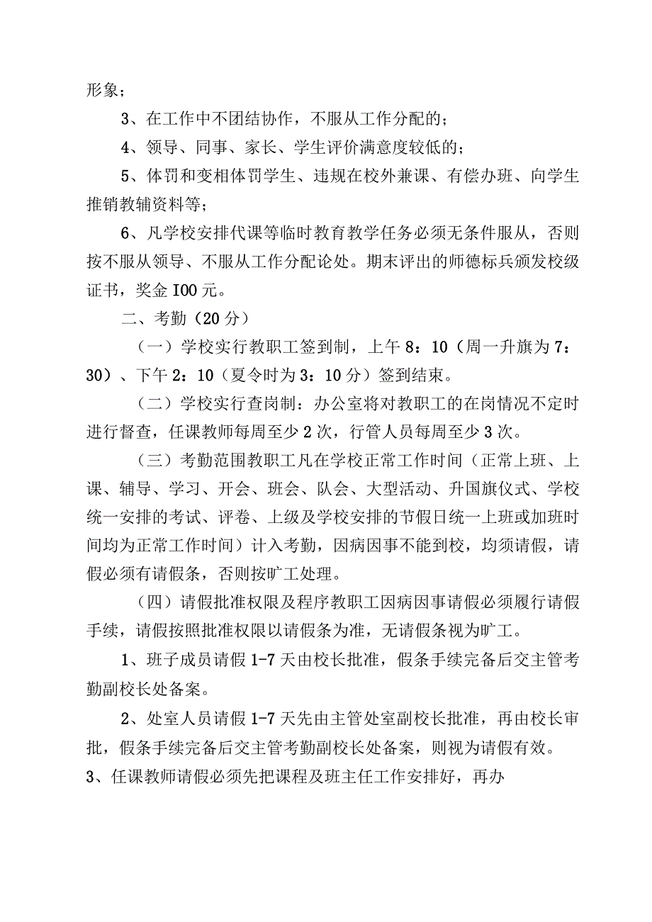 小学教职工绩效量化考核细则（最新分享）.docx_第2页