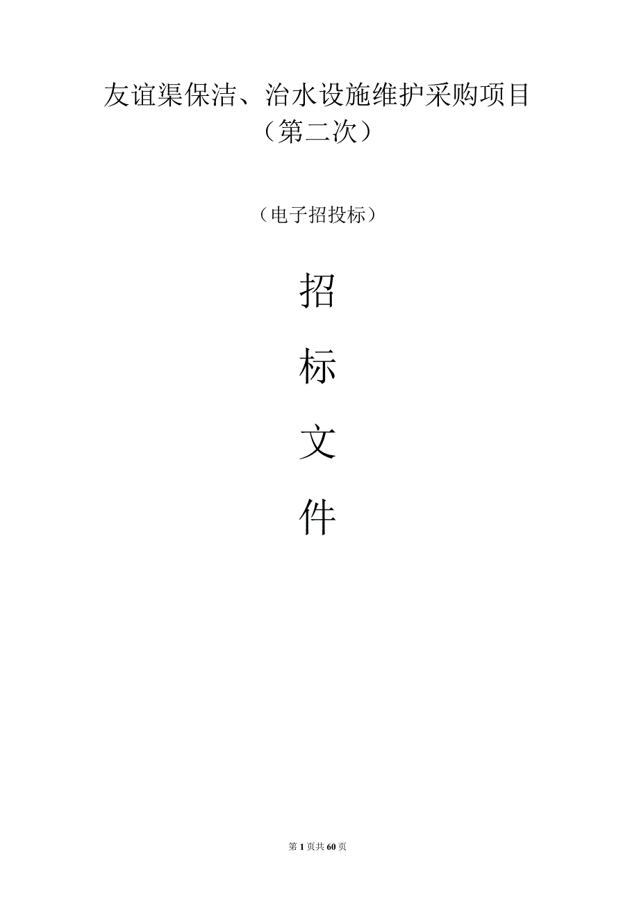 友谊渠保洁、治水设施维护采购项目（第二次）招标文件.docx_第1页