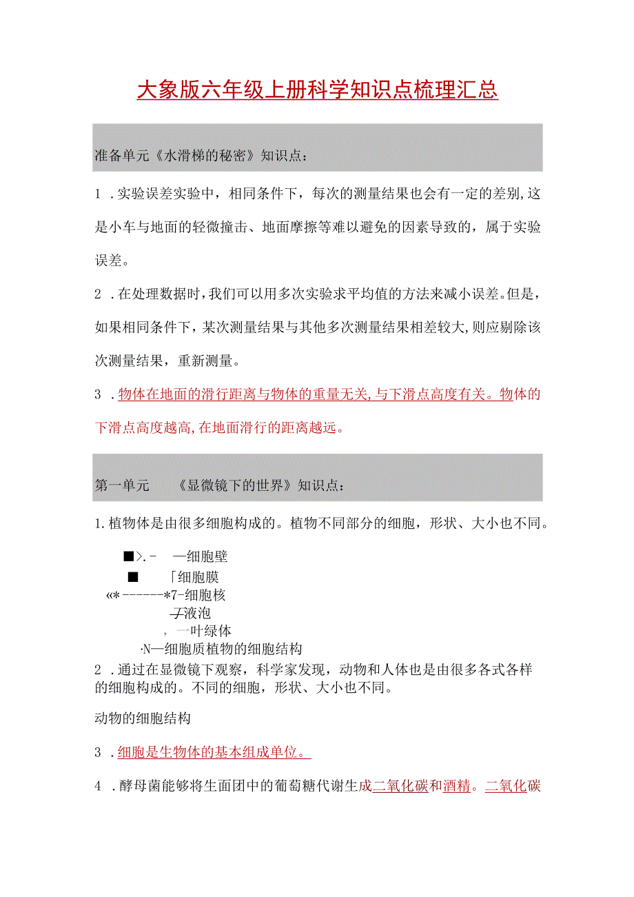 大象版六年级上册科学知识点梳理汇总.docx_第1页