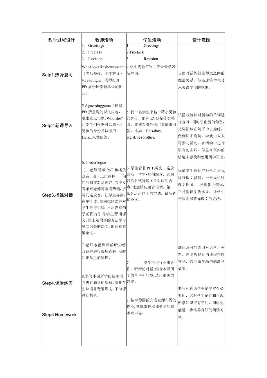 小学三年级《Lesson 8 Who is he》教学设计.docx_第2页