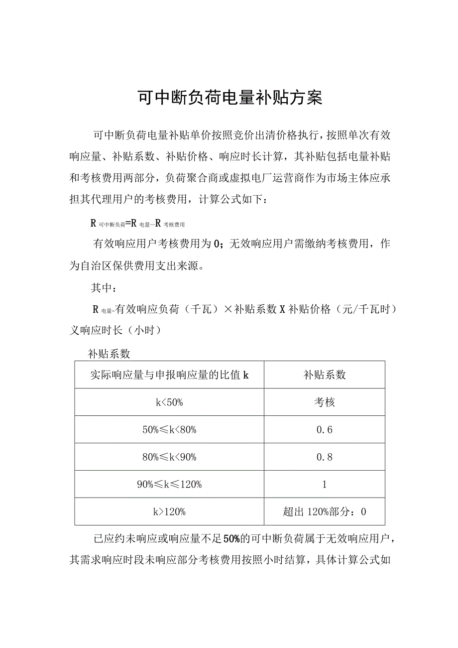 可中断负荷电量补贴方案、电量+容量补贴方案、实施流程、响应能力入库测试结果确认单.docx_第1页