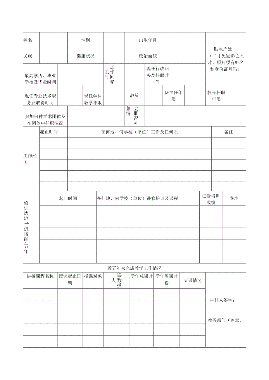 名校长名教师学科带头人骨干教师教坛新秀 申报表.docx_第3页