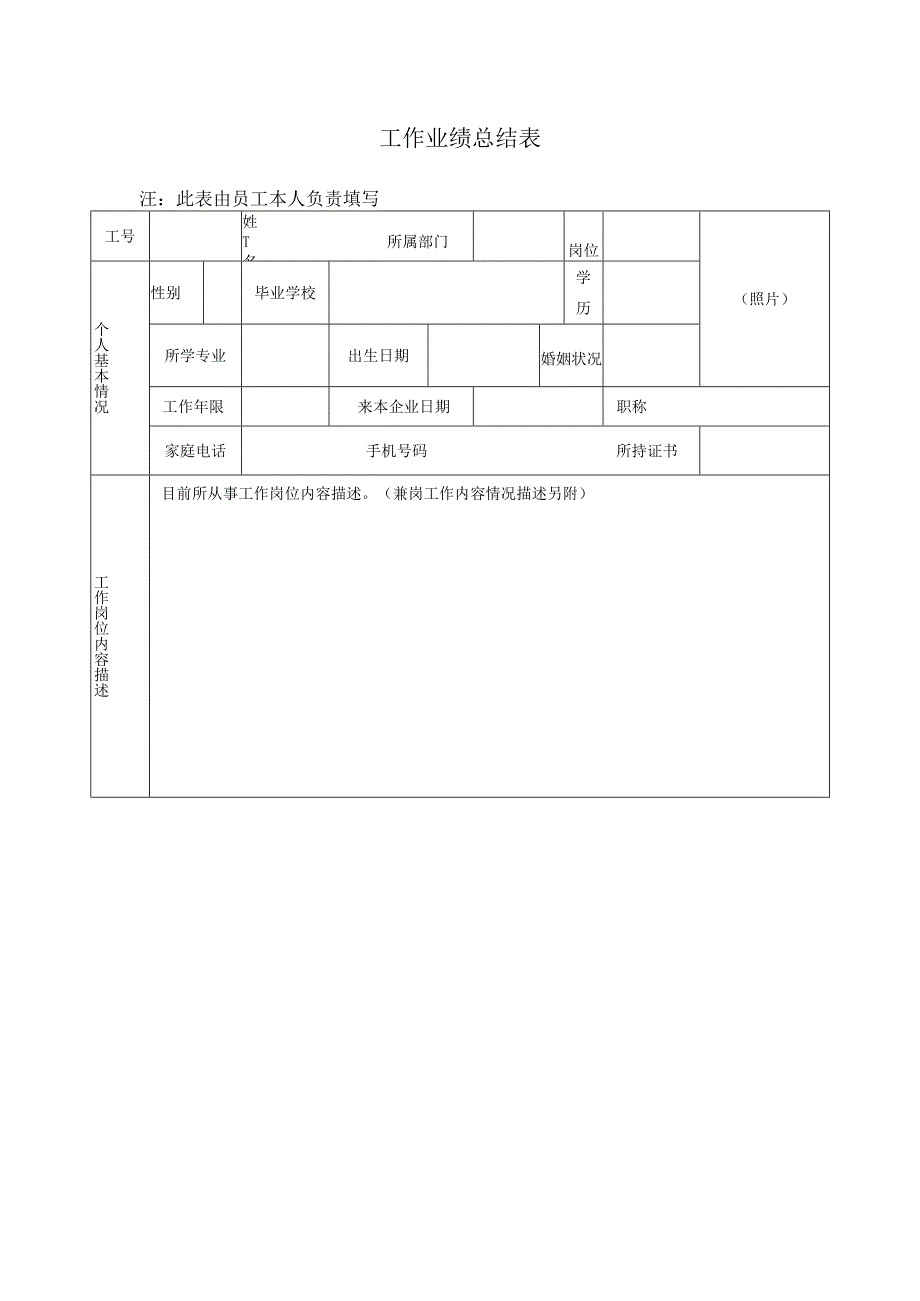 工作业绩总结表.docx_第1页