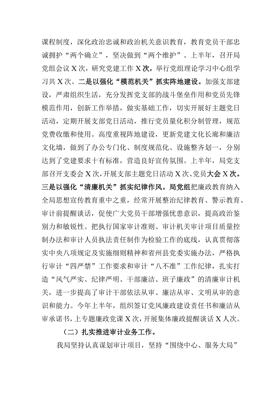 某审计局2023年上半年工作总结及下半年工作计划.docx_第2页