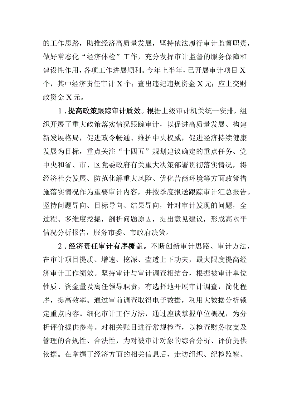 某审计局2023年上半年工作总结及下半年工作计划.docx_第3页