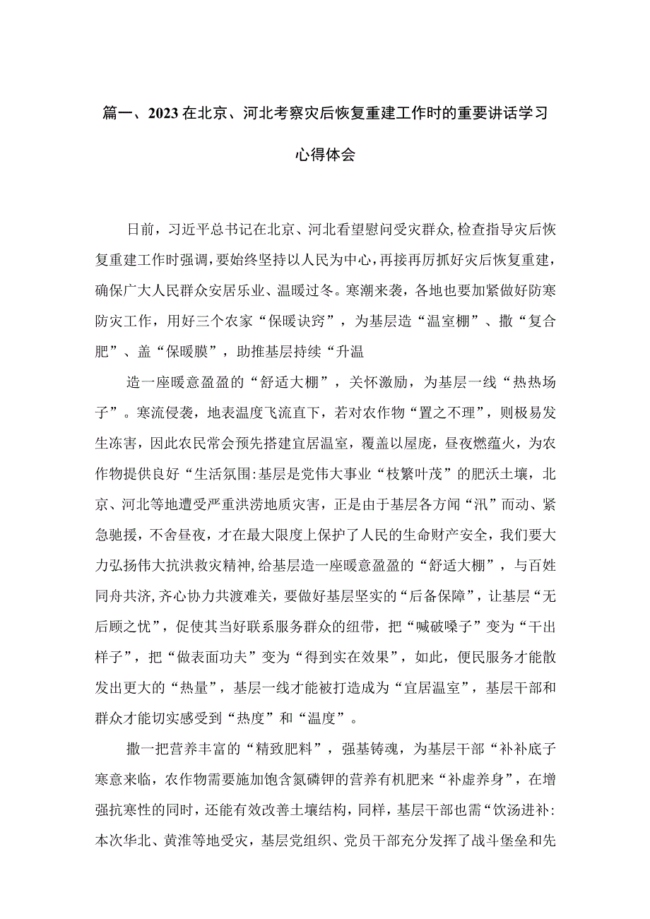 （12篇）在北京、河北考察灾后恢复重建工作时的重要讲话学习心得体会供参考.docx_第3页