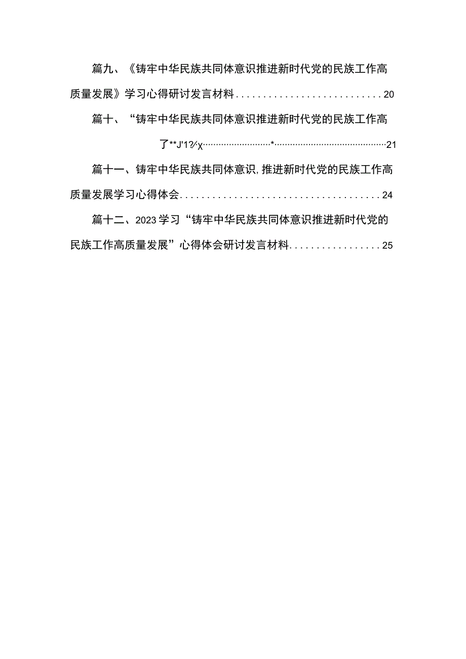 铸牢中华民族共同体意识推进新时代党的民族工作高质量发展学习心得研讨交流发言材料（共12篇）.docx_第2页