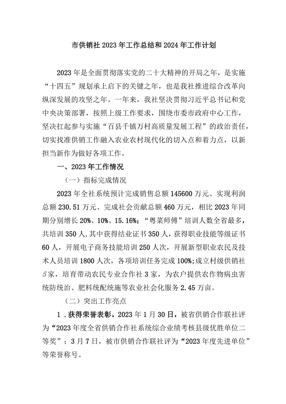 某市某区供销社2023-2024年度工作总结和下一年工作计划2篇.docx_第2页