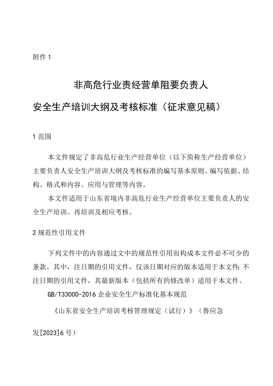 非高危行业生产经营单位主要负责人安全生产培训大纲及考核标准（征.docx_第1页