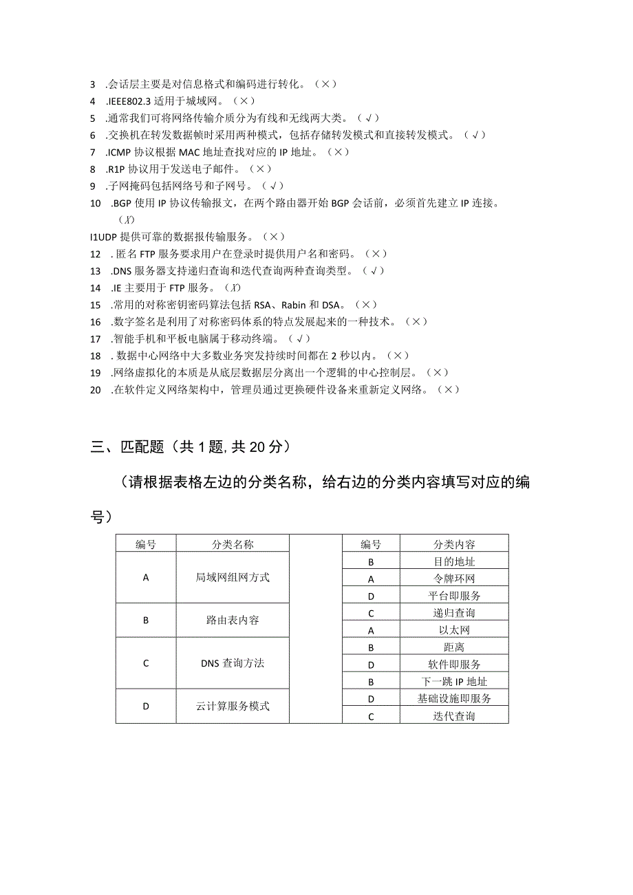 网络实用技术基础-模拟试题4（附参考答案）.docx_第3页