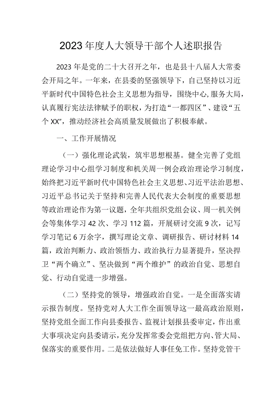 2023年度人大干部个人述职报告.docx_第1页