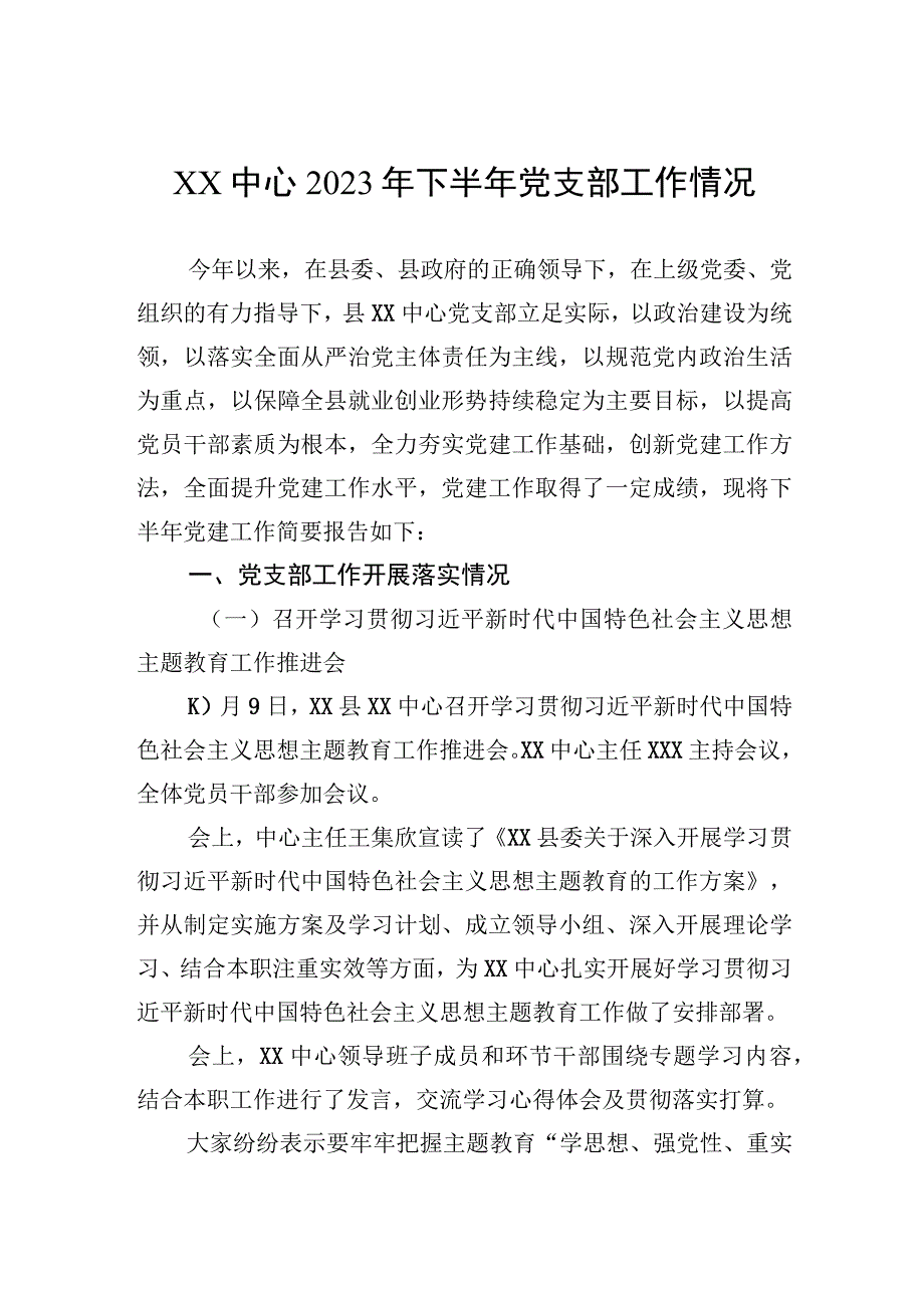 2023年下半年党支部工作情况.docx_第1页