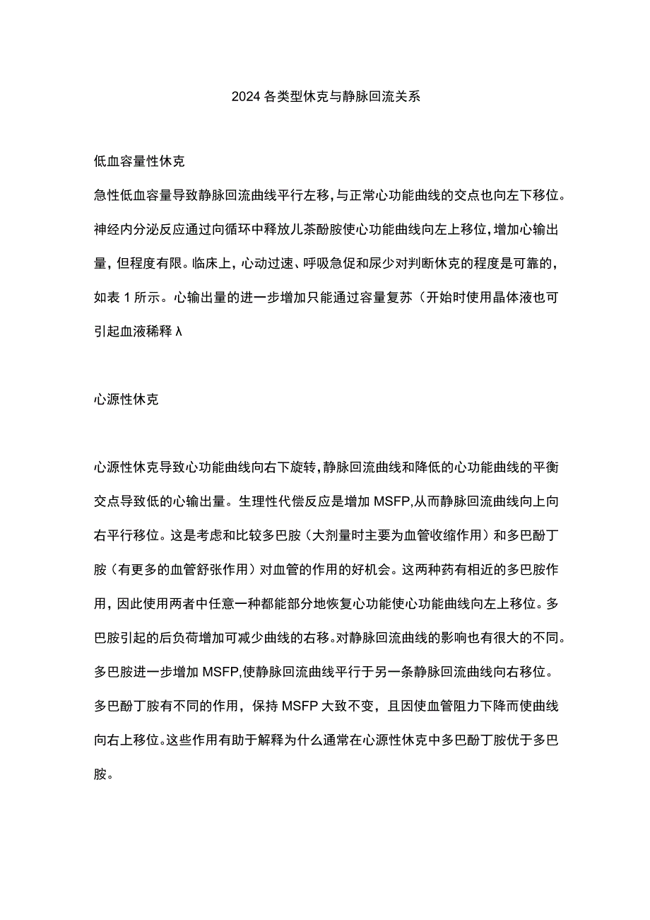 2024各类型休克与静脉回流关系.docx_第1页