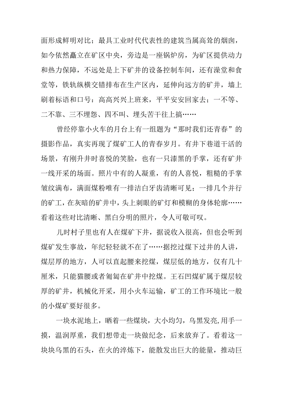 参观王石凹煤矿工业遗址公园观后有感.docx_第2页