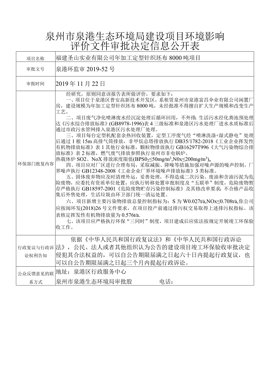 泉州市泉港生态环境局建设项目环境影响.docx_第1页