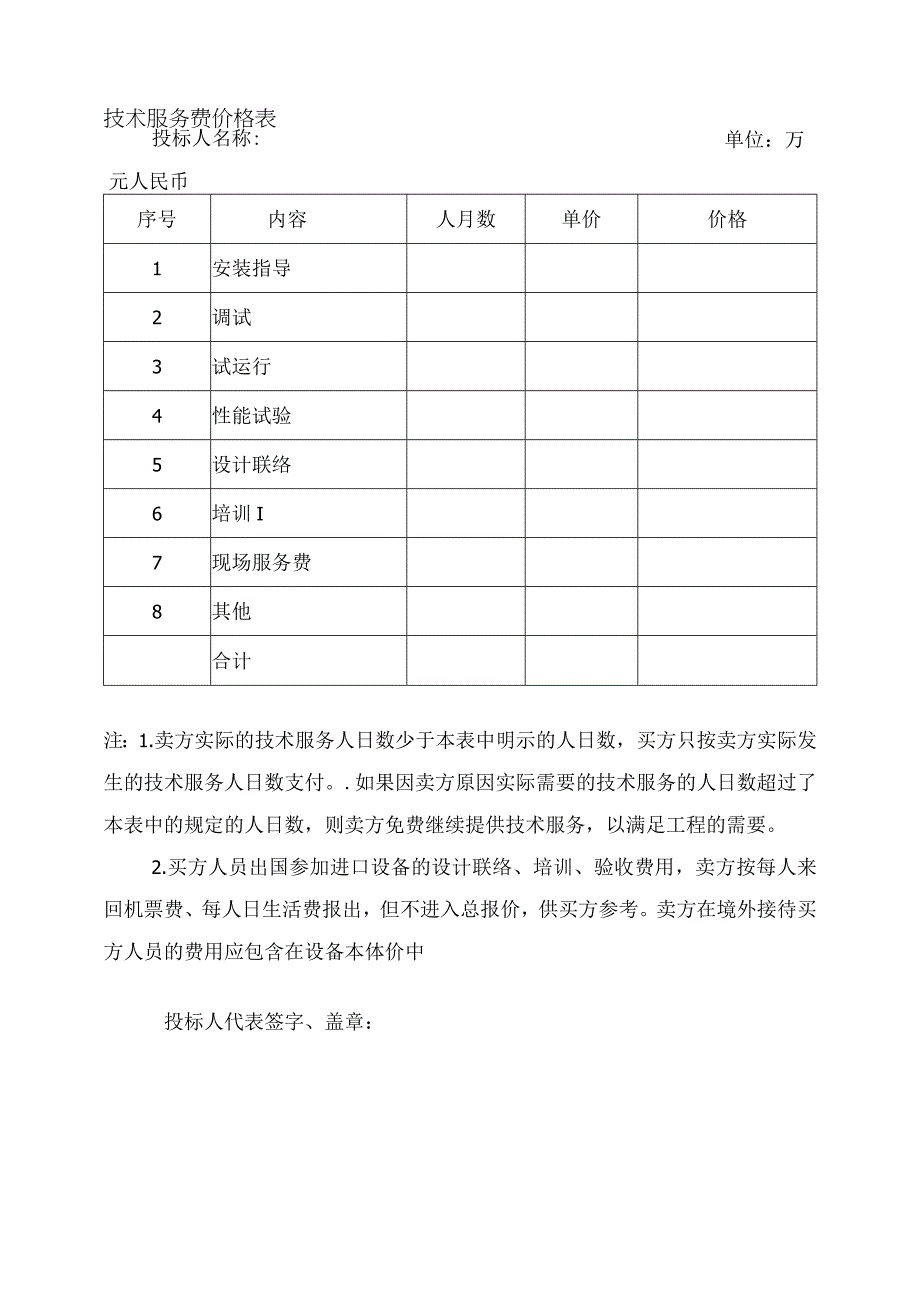 技术服务费价格表（2023年）.docx_第1页