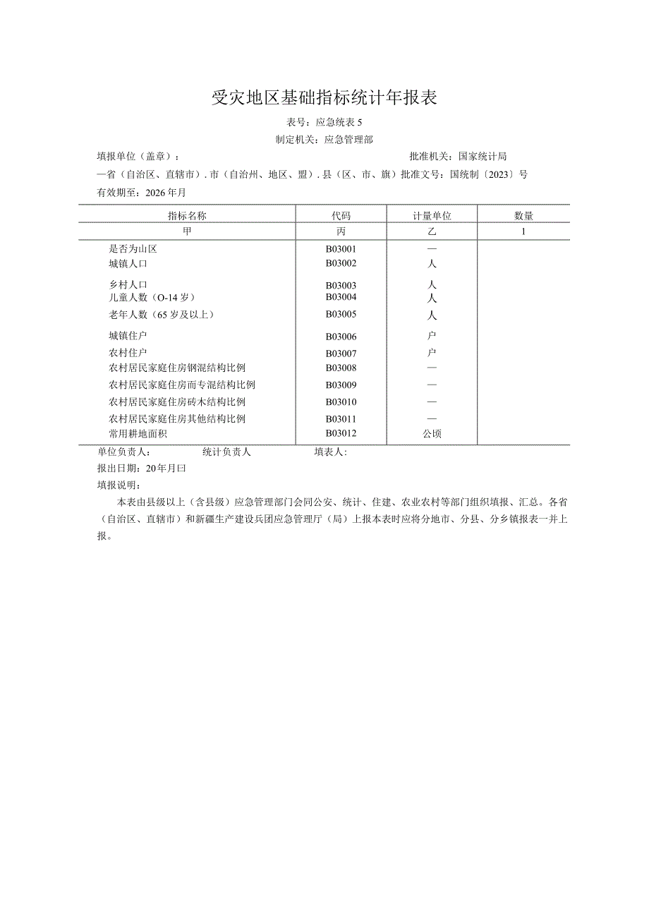 受灾地区基础指标统计年报表.docx_第1页