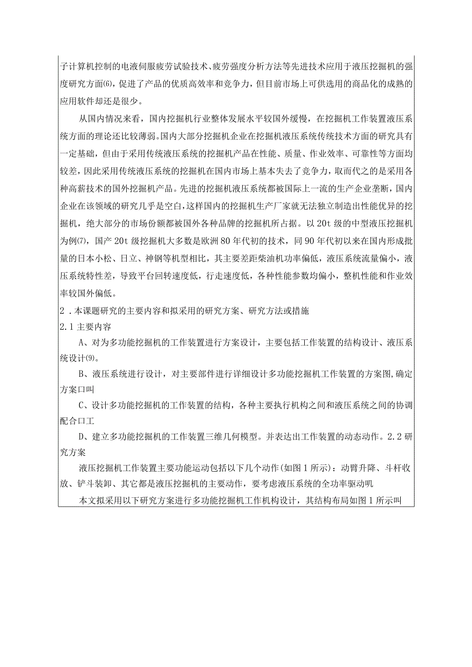 开题报告-某20t多功能挖掘机工作装置设计.docx_第3页