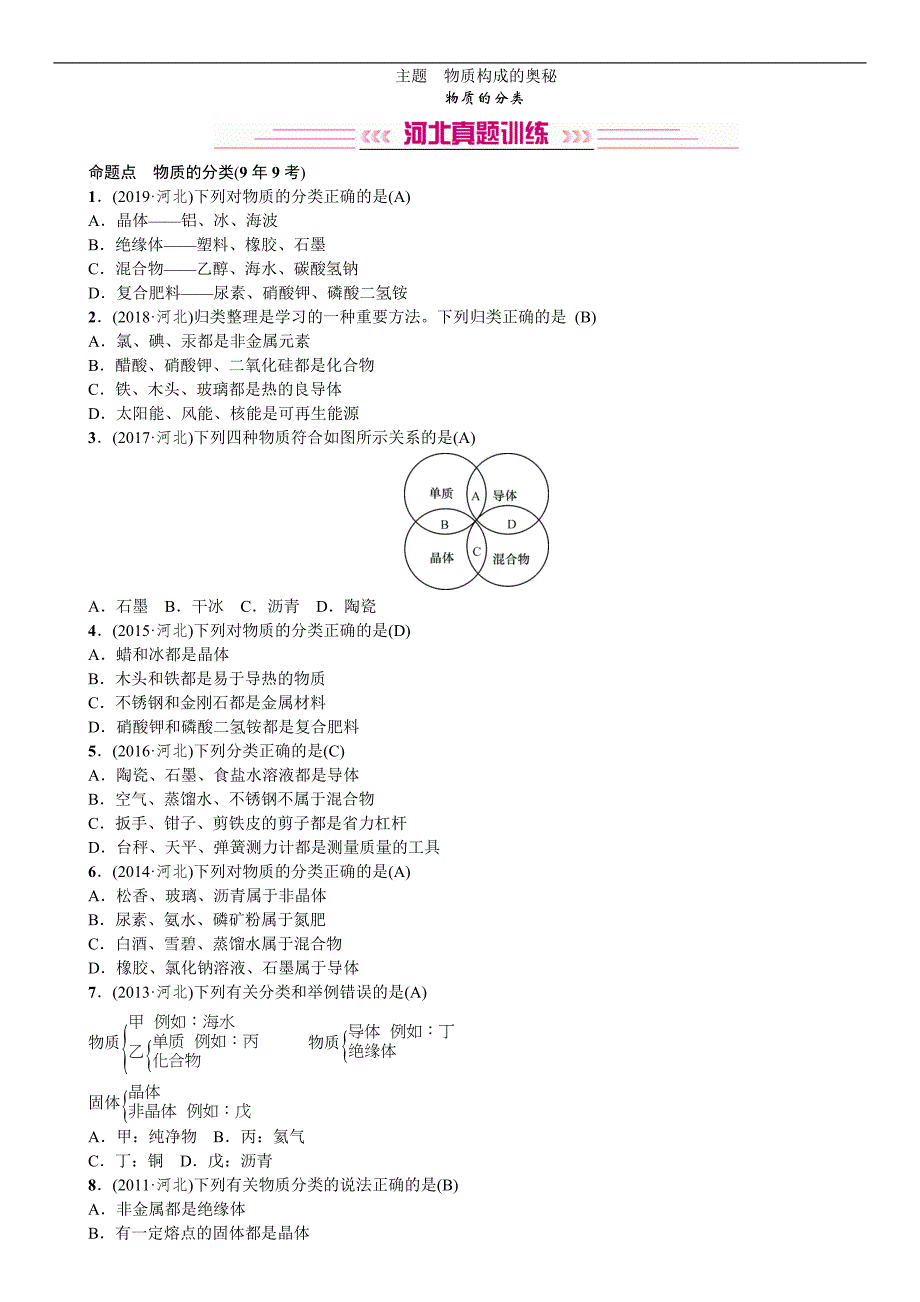 2020中考备考化学考点讲练 物质的分类.doc_第1页