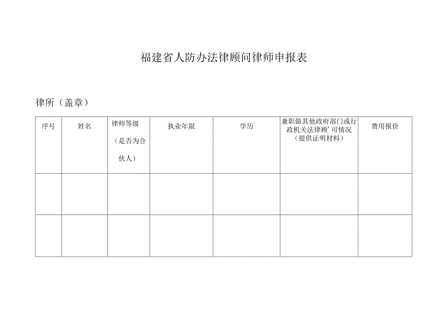 福建省人防办法律顾问律师申报表.docx_第1页