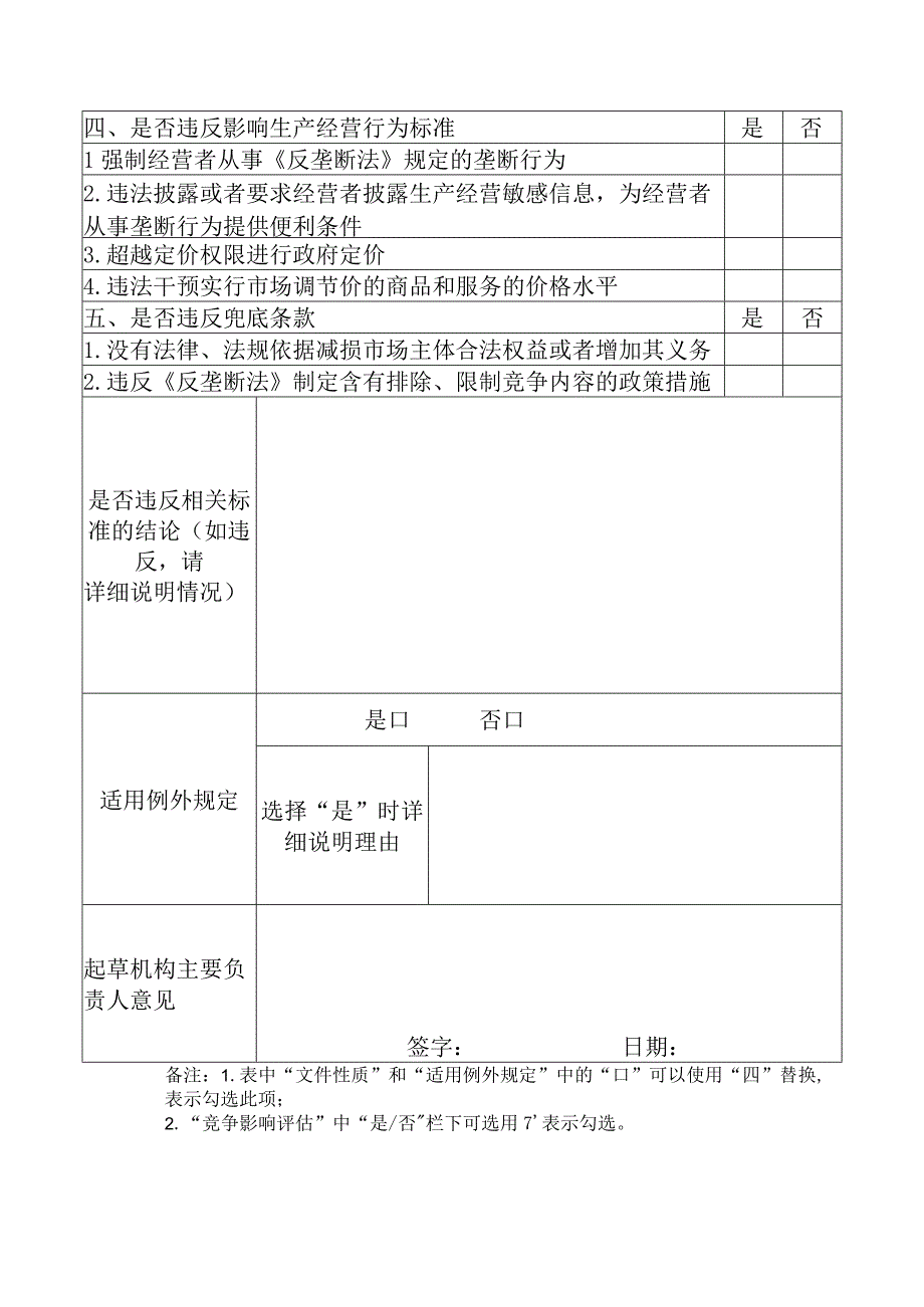 福建省南安市市场监督管理局公平竞争审查表.docx_第2页