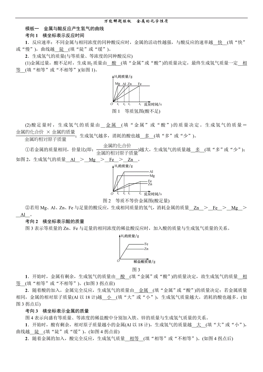 2020中考备考化学考点讲练 万能解题模板 金属的化学性质.doc_第1页