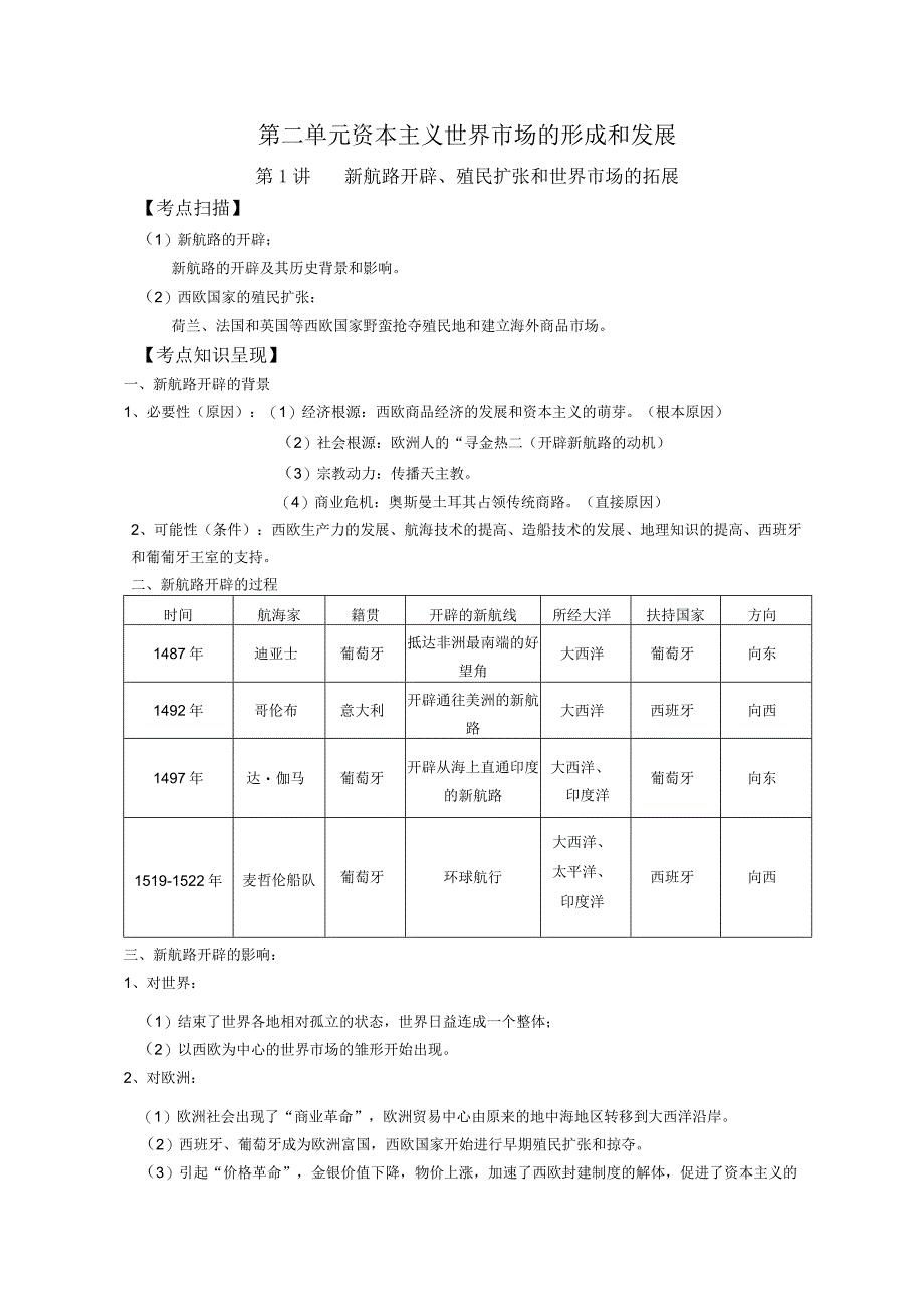 第二单元资本主义世界市场的形成和发展.docx_第1页