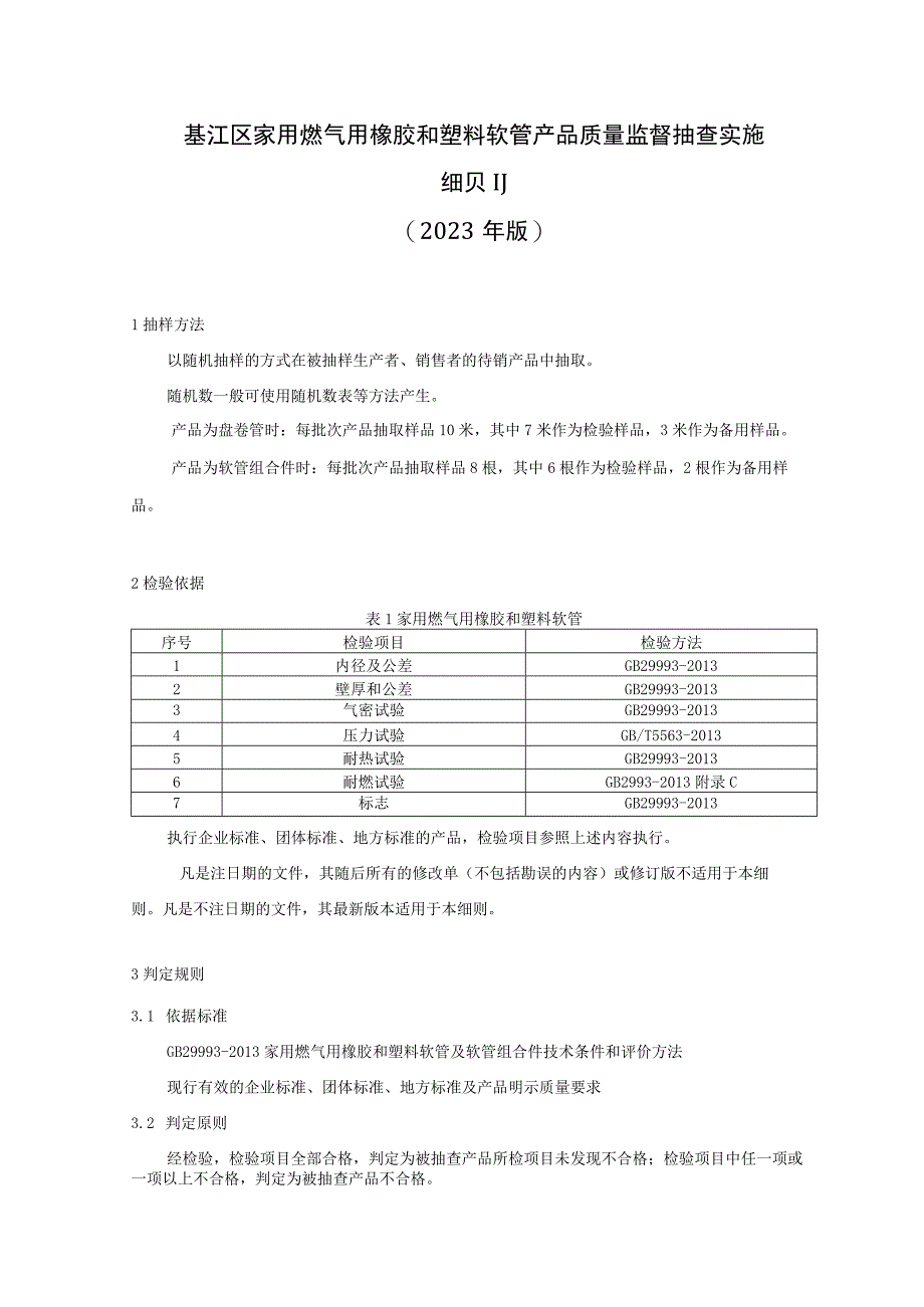 綦江区家用燃气用橡胶和塑料软管产品质量监督抽查实施细则2023年版.docx_第1页