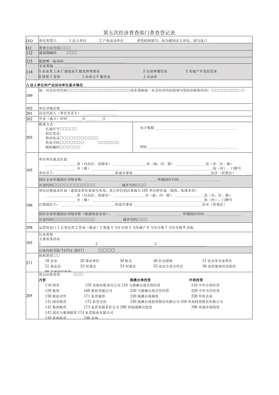 第五次经济普查部门普查登记表.docx_第1页