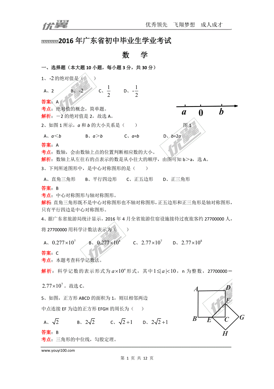 2016年广东省中考试题【jiaoyupan.com教育盘】.doc_第1页