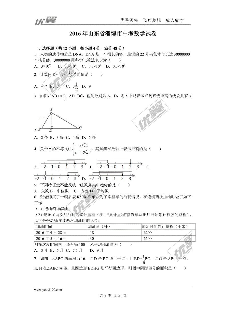 2016年山东省淄博市中考试题【jiaoyupan.com教育盘】.doc_第1页