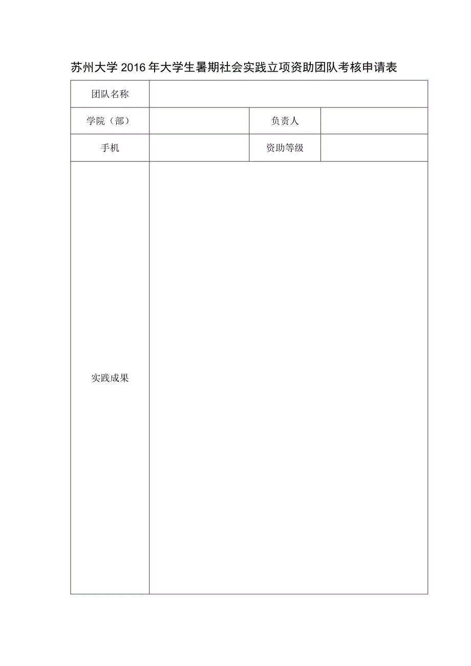 苏州大学2016年大学生暑期社会实践立项资助团队考核申请表.docx_第1页