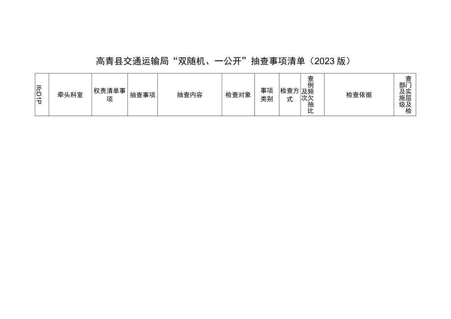 高青县交通运输局“双随机、一公开”抽查事项清单2023版.docx_第1页